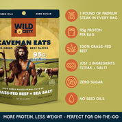 1lb of premium steak per bag - 95g protein - caveman eats benefits