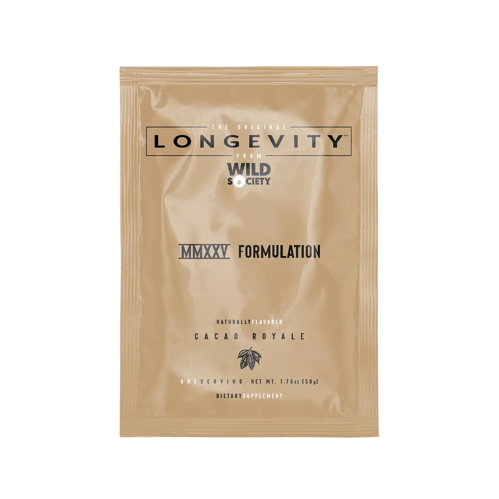 Beige package with text and logo on a white background