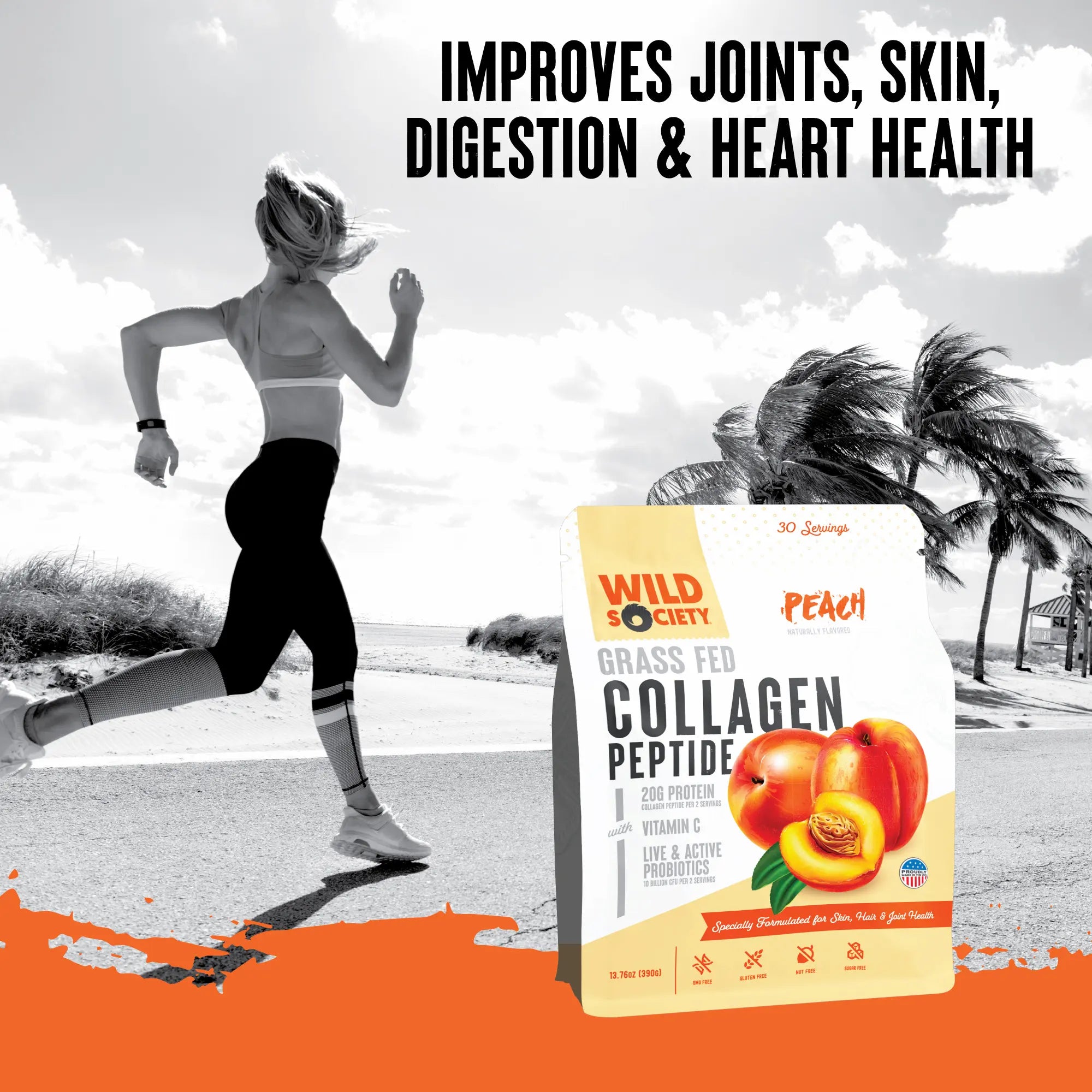 Collagen Peptide Protein Powder - Improves Joints Skin Digestion Heart Health