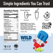 Simple Ingredients You Can Trust - Serving Suggestion - Ingredients - Foaming Is Natural Shake It Up Let It Settle - SQF Certified - Informed Choice - Wild Society
