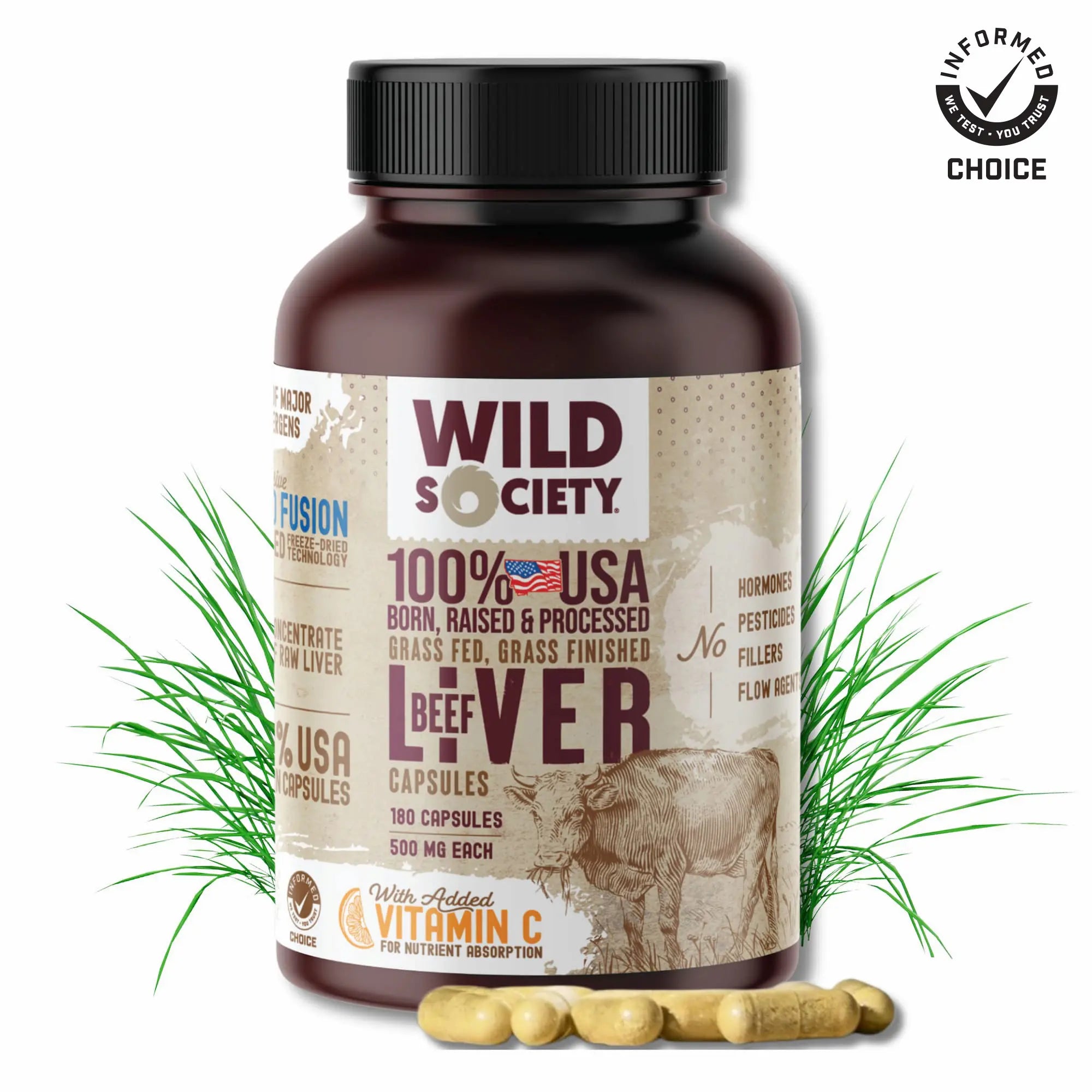Wild Society USA grass-fed Beef Liver Capsules