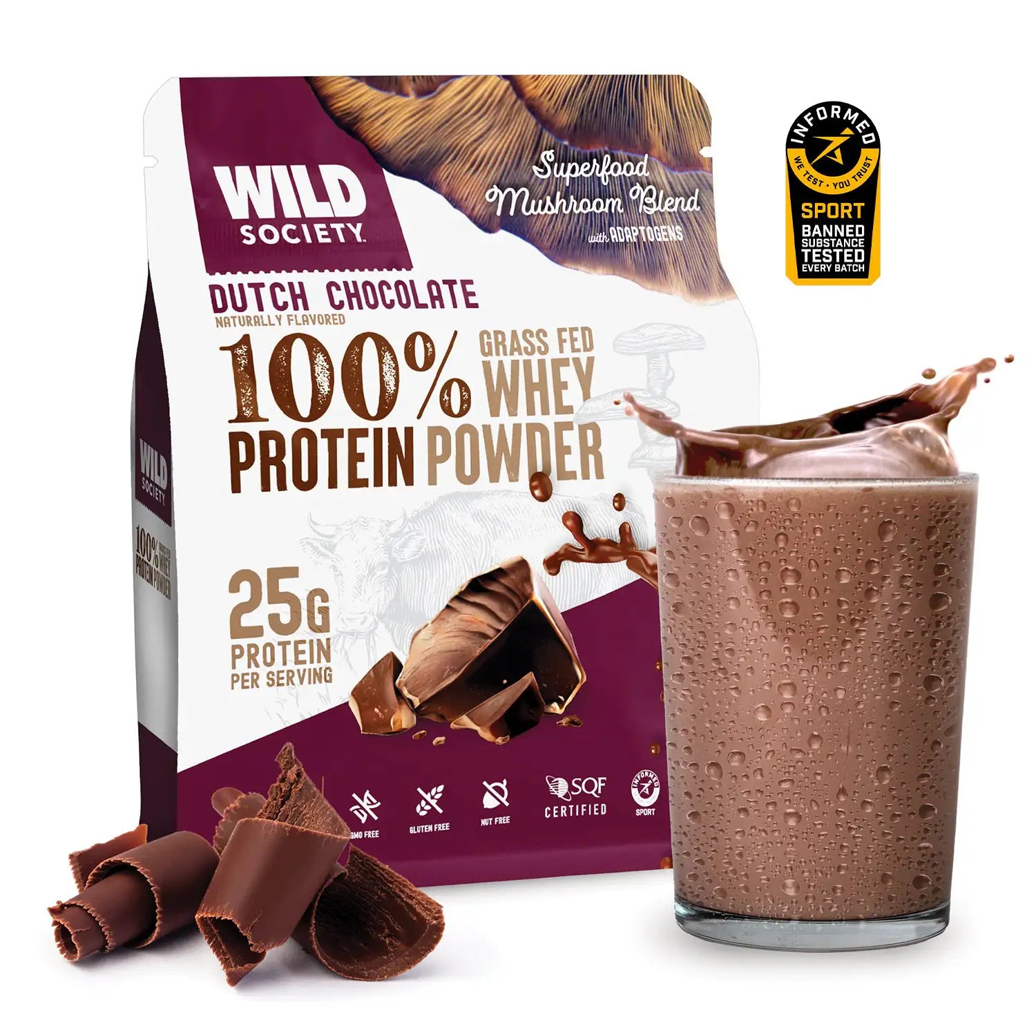 Grass-Fed Whey Protein Powder with Mushroom Blend