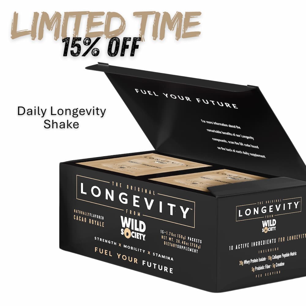 limited time 15% off daily longevity shake