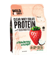 CLEAR WHEY ISOLATE With Electrolytes - Made With Natural Flavors and Colors - No Artificial Sweeteners - Strawberry Coconut - WILD SOCIETY