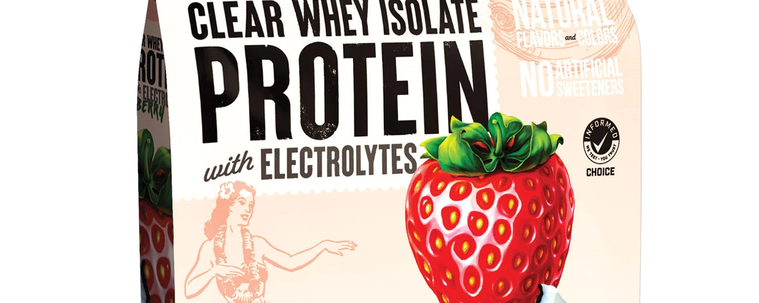 CLEAR WHEY ISOLATE With Electrolytes - Made With Natural Flavors and Colors - No Artificial Sweeteners - Strawberry Coconut - WILD SOCIETY